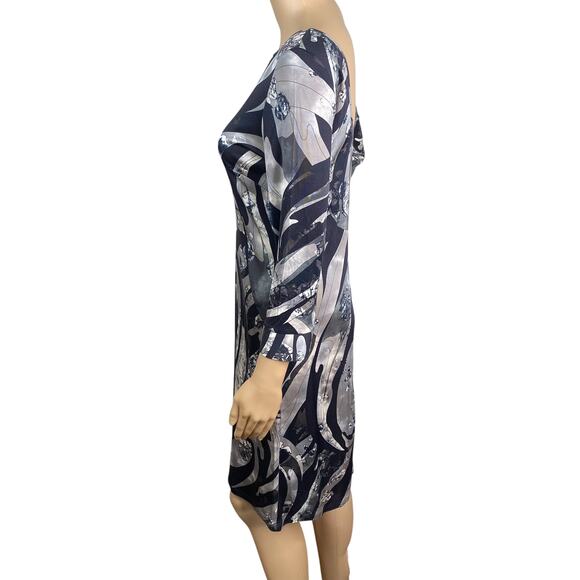 Emilio Pucci Runway Black Gray Abstract Silk Sheath Dress US SZ 10 - Picture 6 of 16